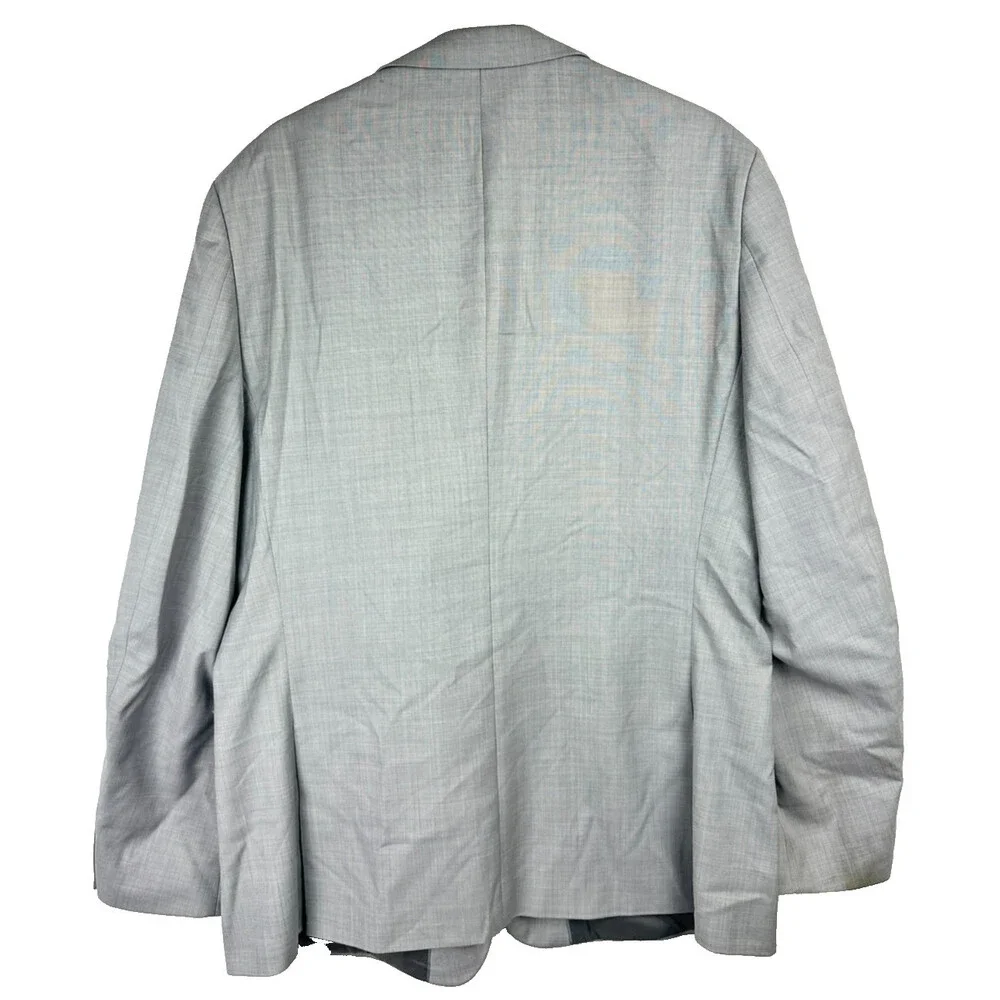 BAR III Suit Jacket Size 46L Light Gray Sharkskin Slim Fit Wool Blend FLAWS!